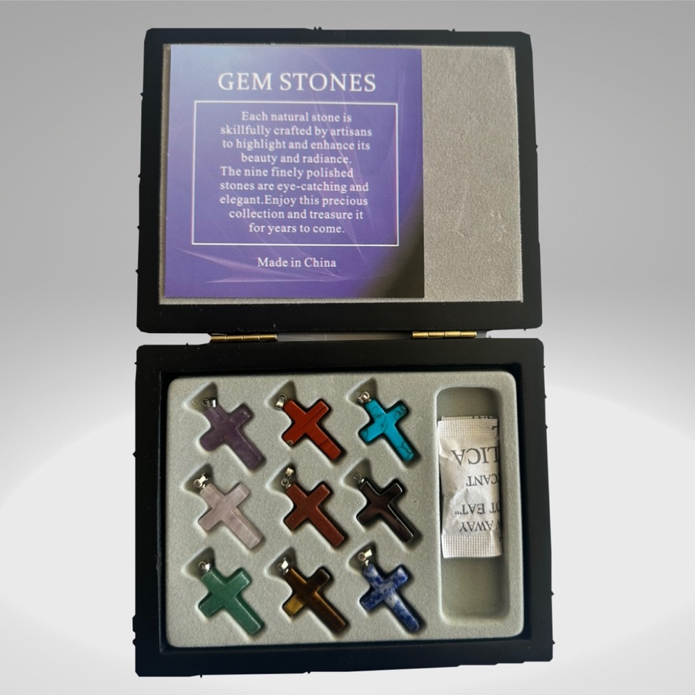 Natural gemstone quartz cross charms